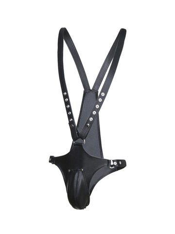 Exposed V-Strap Bodysuit Singlet with Large Bulge Pouch