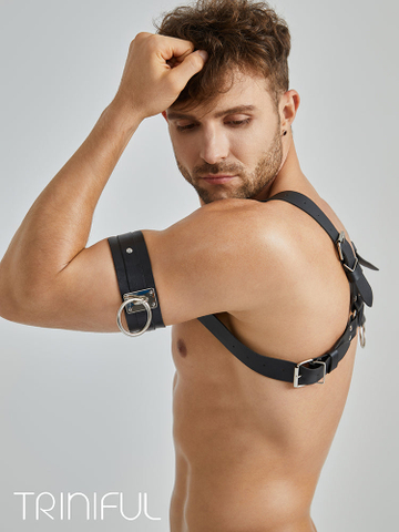 Leather Ring Traction Rope Choker & Arm Band