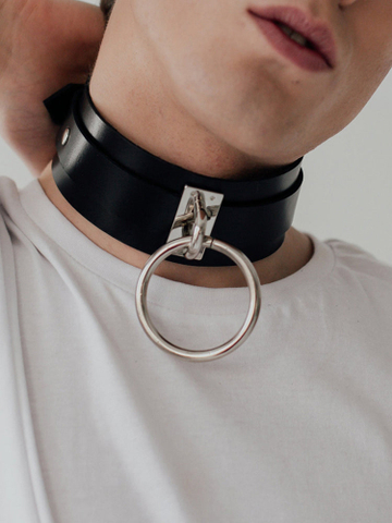 Leather Ring Traction Rope Choker & Arm Band